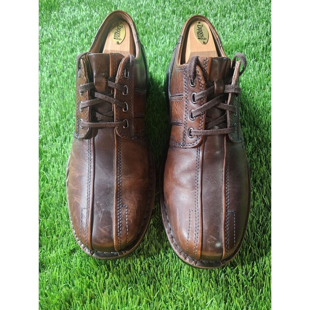 Clarks Shoes Mens Size 11 Brown Leather Lace Up Casual Comfort Sneakers 70852 - Picture 2 of 10